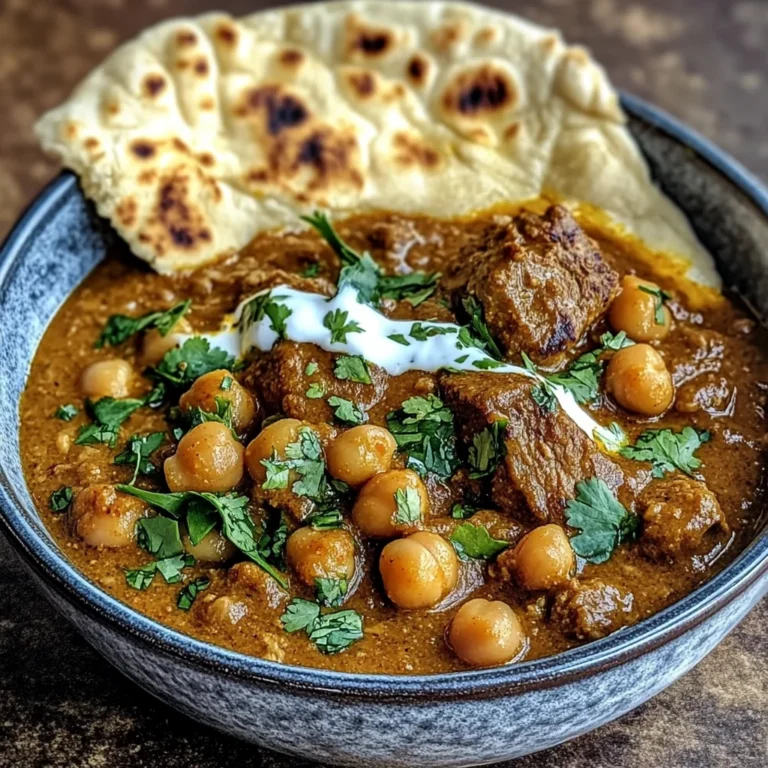 Coconut Lamb Curry with Chickpeas and Garlic Naan