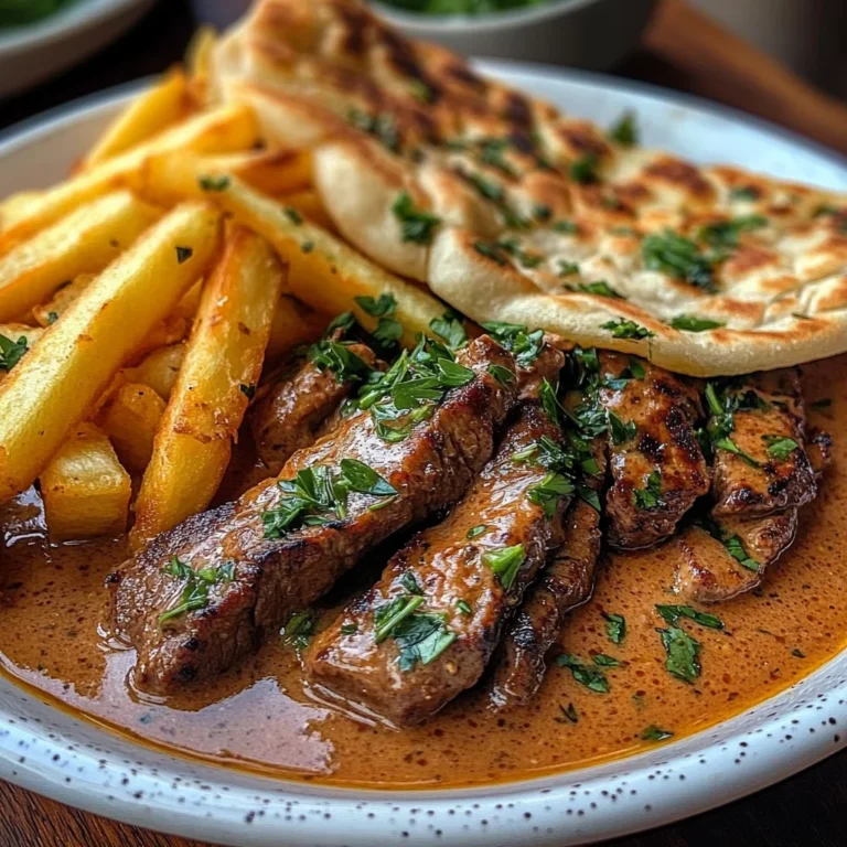 Garlic Butter Beef with Fries and Naan