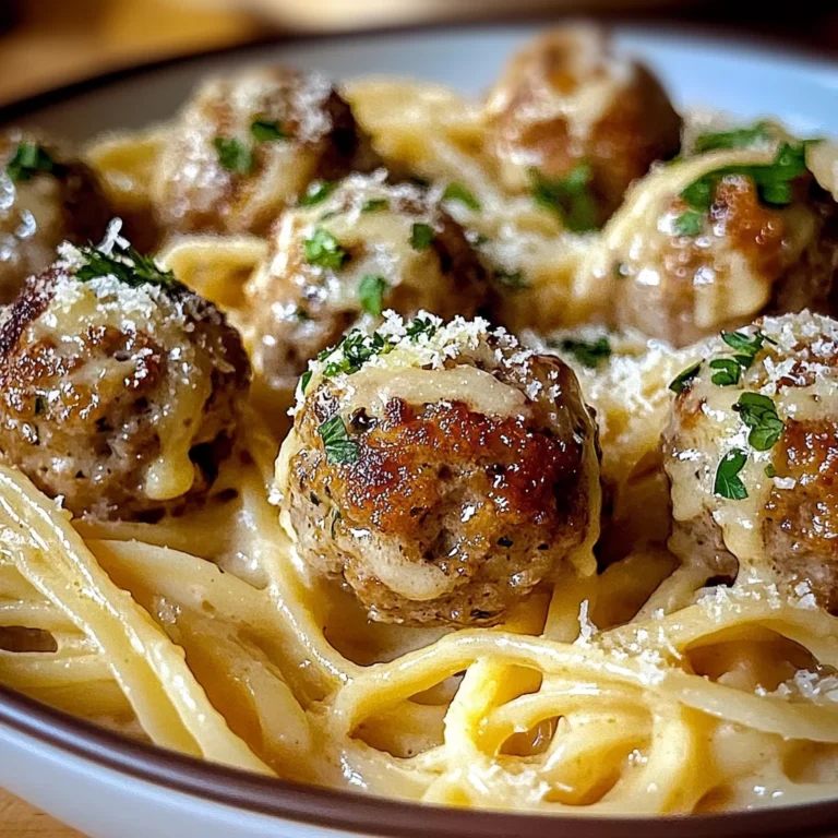 Garlic Butter Meatballs : Creamy Linguine Delight