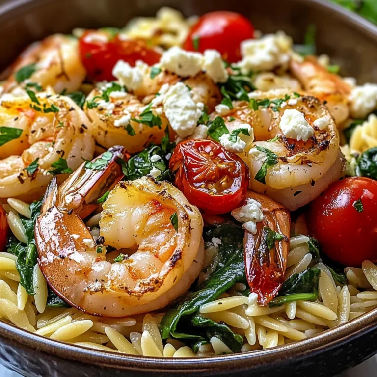 Lemon Feta Orzo Shrimp