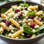 Spinach Pasta Salad with Feta and Cranberries
