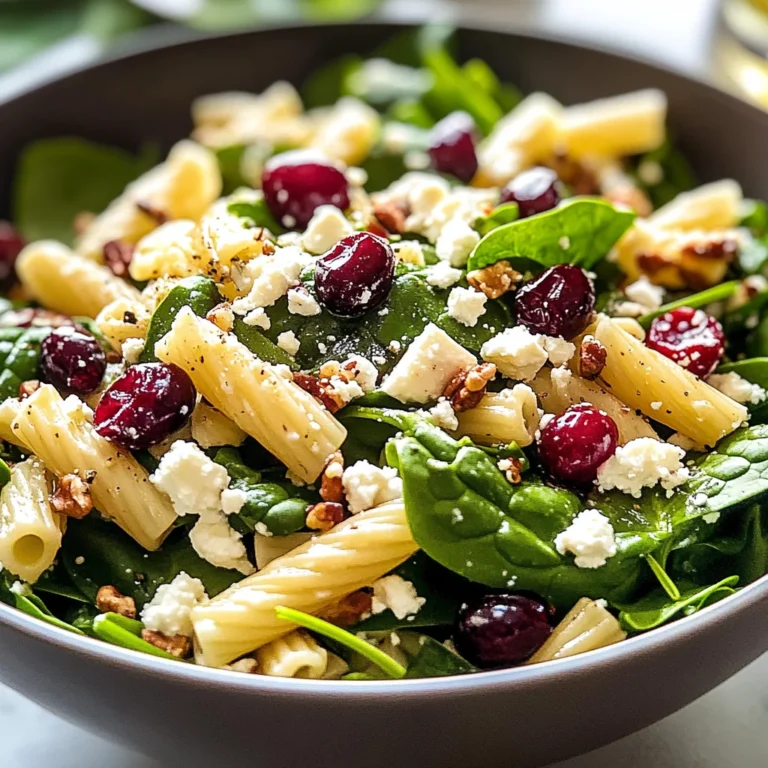 Spinach Pasta Salad with Feta and Cranberries