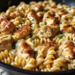 Cheesy Cajun Garlic Chicken Rotini Skillet Recipe