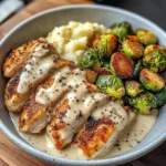 Creamy Black Pepper Chicken Bowl with Crispy Brussels & Mash