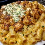 Creamy Cajun Garlic Butter Chicken Rigatoni with Mozzarella & Parmesan