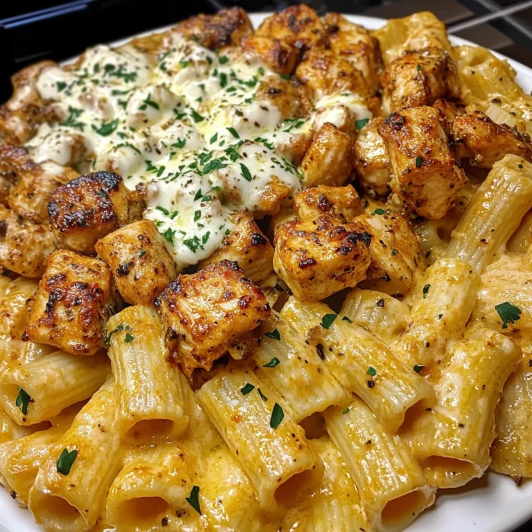 Creamy Cajun Garlic Butter Chicken Rigatoni with Mozzarella & Parmesan