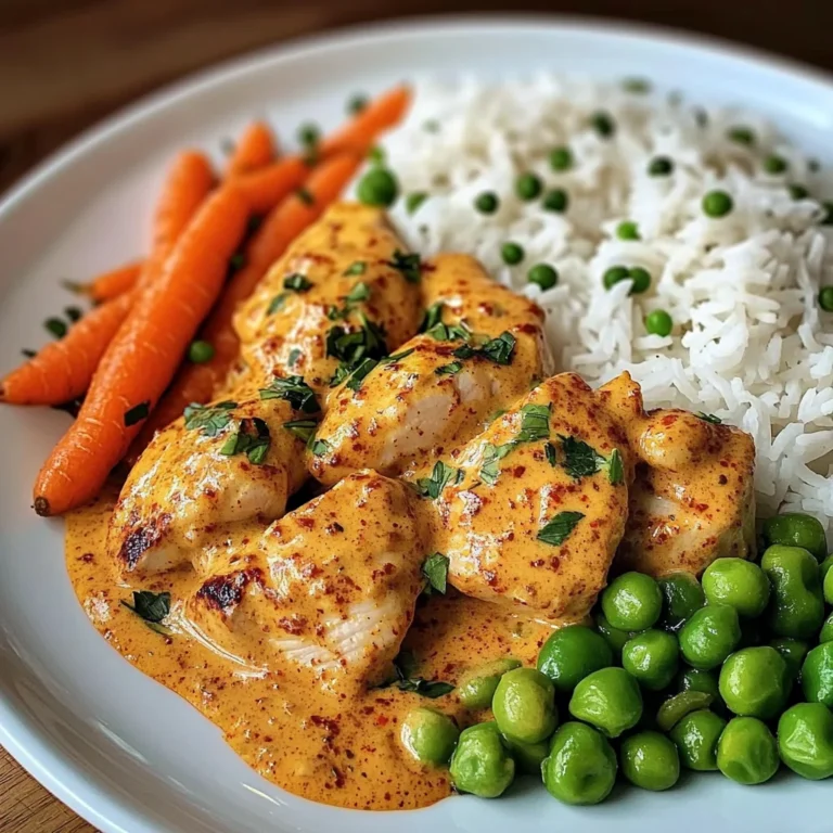 Creamy Paprika Chicken with Rice & Buttered Veggies