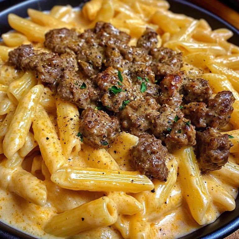 Garlic Butter Cajun Beef Penne in Velvety Cheese Sauce