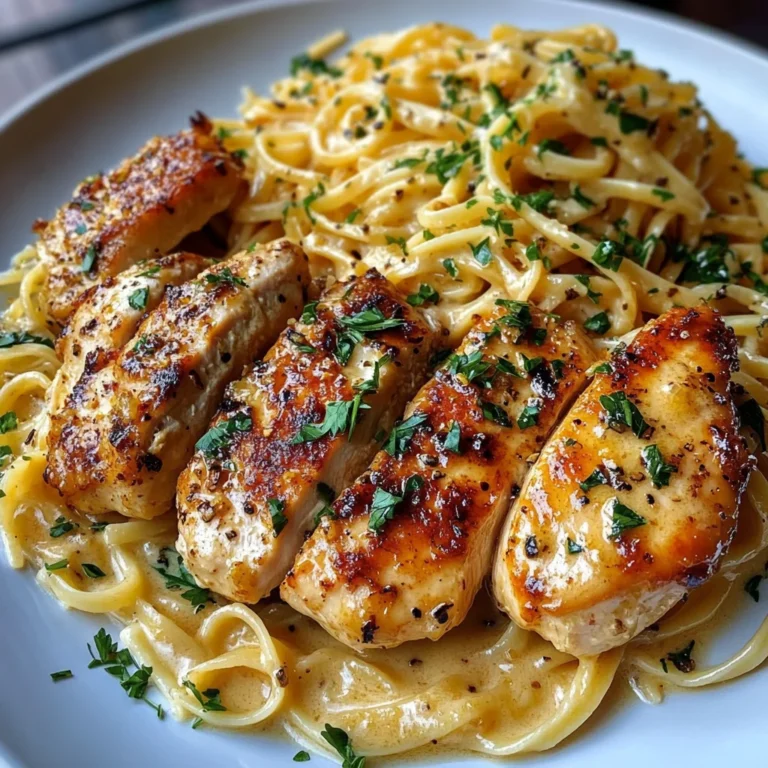 Golden Garlic Butter Chicken with Creamy Linguine