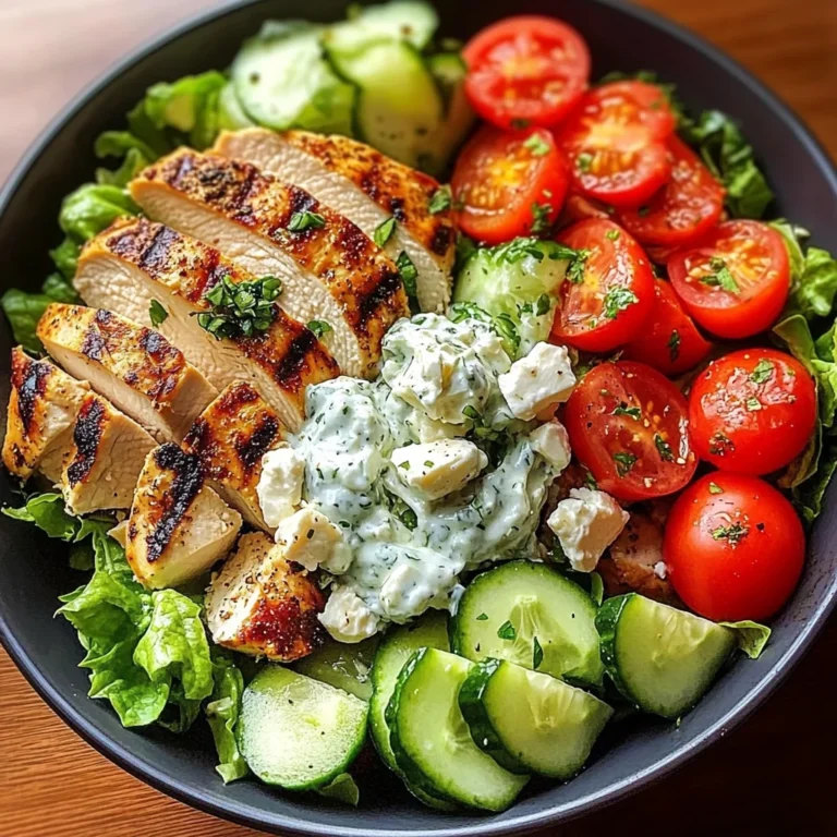 Greek Chicken Salad Bowl with Tzatziki & Feta