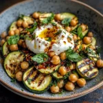 Grilled Zucchini Chickpea Salad with Burrata & Chili Oil