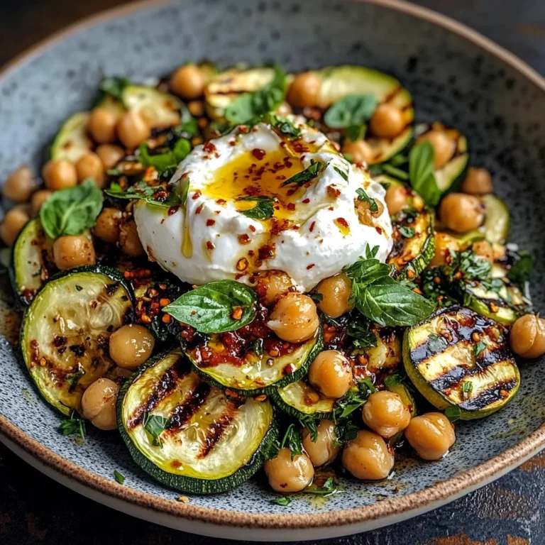 Grilled Zucchini Chickpea Salad with Burrata & Chili Oil