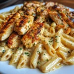 Seared Garlic Chicken Penne in Mozzarella Cajun Sauce