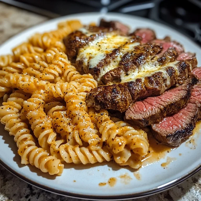 Spicy Garlic Butter Steak with Melted Mozzarella Rotini