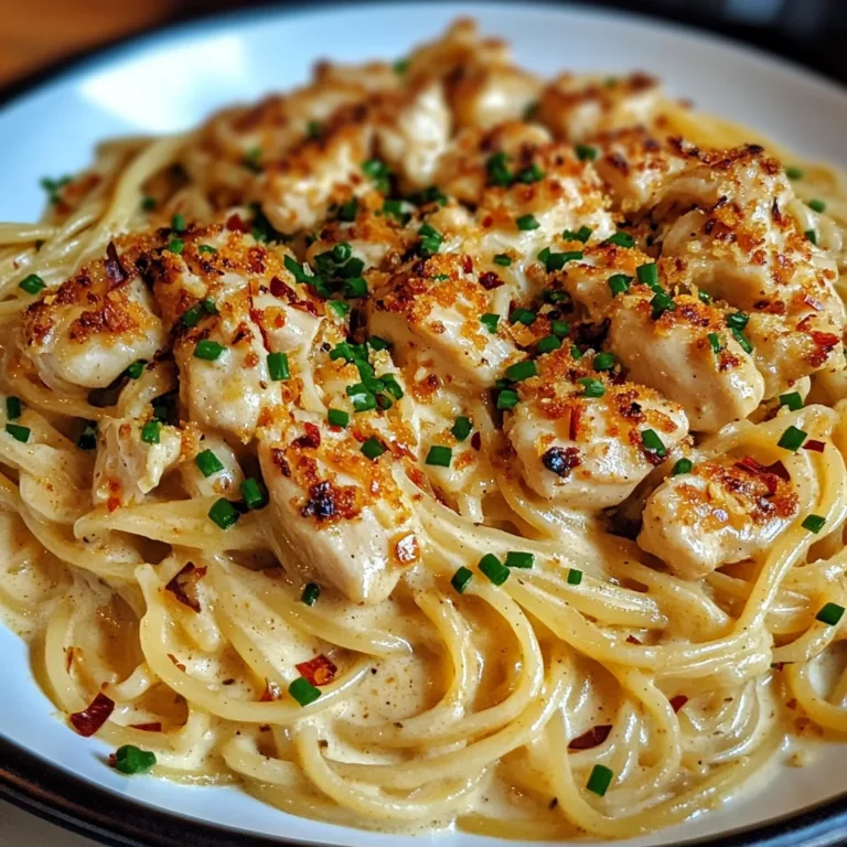 Spicy Garlic Chicken Linguine in Cheddar Parmesan Cream