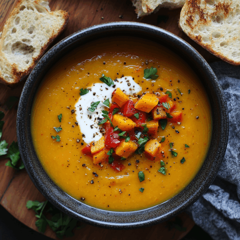 Roasted Butternut Squash and Red Pepper Soup