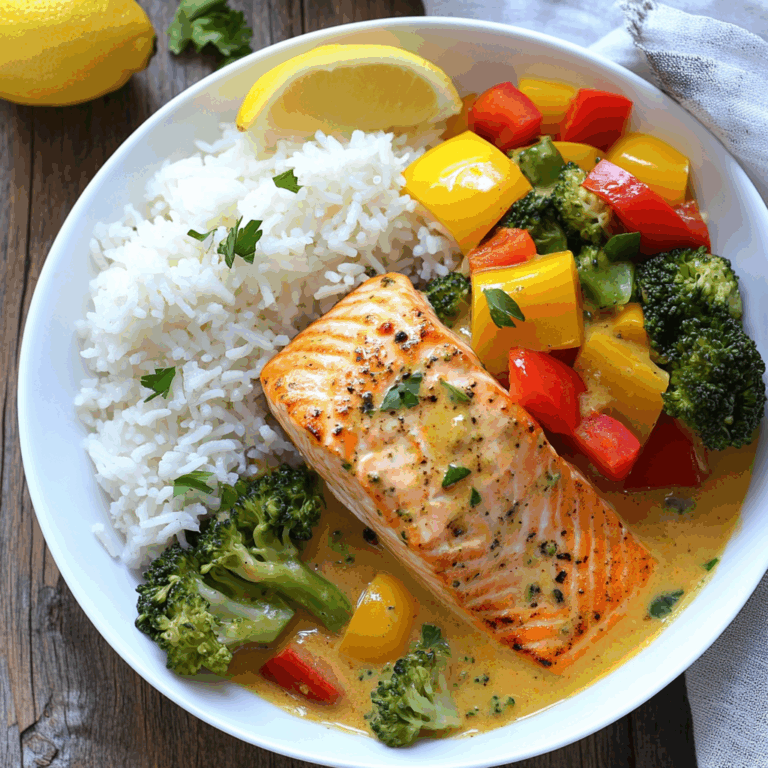 Coconut Veggie Salmon Curry with Rice