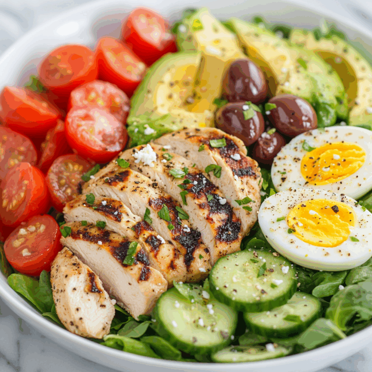 Mediterranean Power Salad with Grilled Chicken & Jammy Eggs