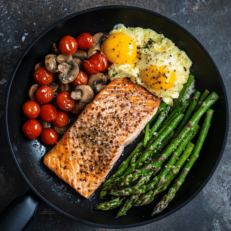 Nourishing Pan-Seared Salmon with Asparagus and Scrambled Eggs Recipe