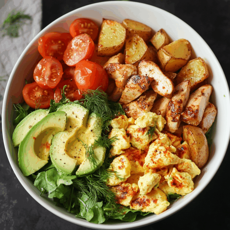 Protein Power Bowl with Avocado, Eggs, and Chicken