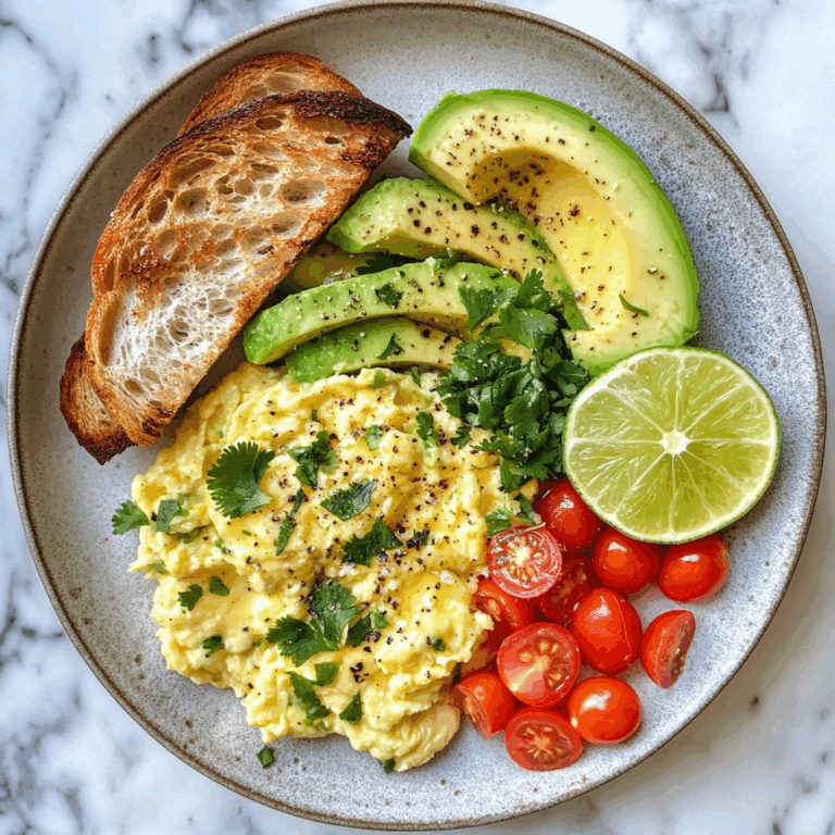 Scrambled Egg & Avocado Plate with Tomato Salad & Sauerkraut