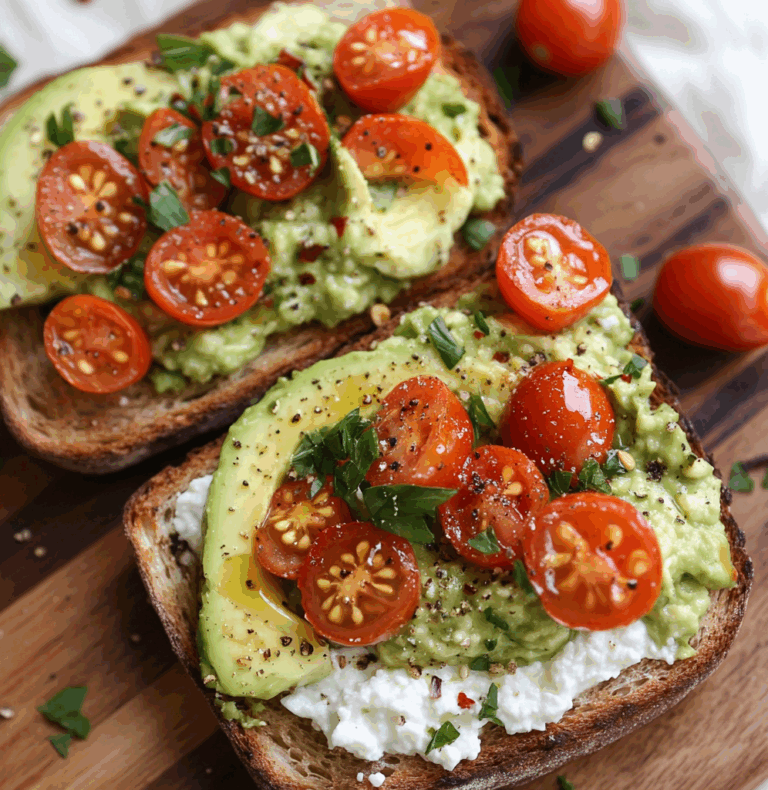 Creamy Tomato & Avocado Toast with Cottage Cheese