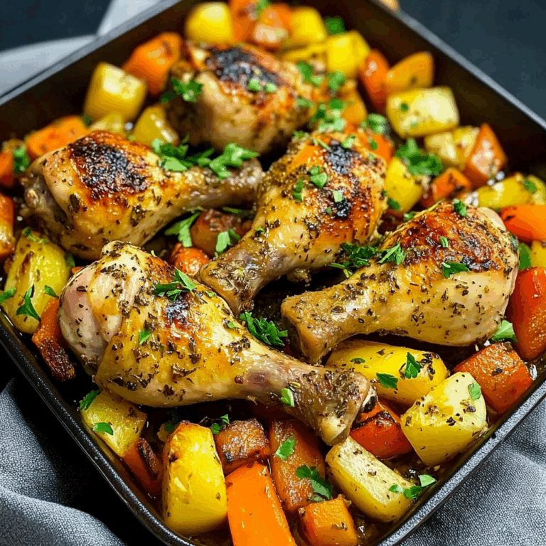 Garlic Herb Chicken Drumsticks with Roasted Veggies
