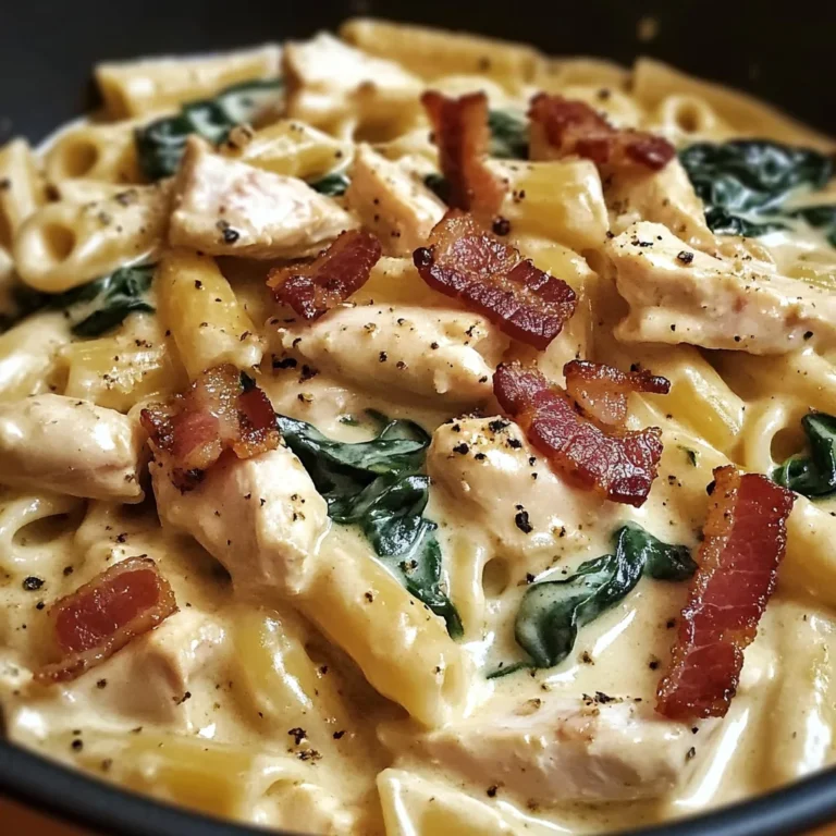 Creamy Chicken Pasta with Bacon and Spinach
