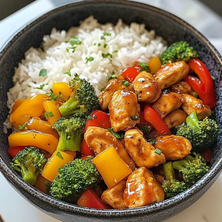 Garlic Chicken Stir-Fry Bowl with Broccoli Rice