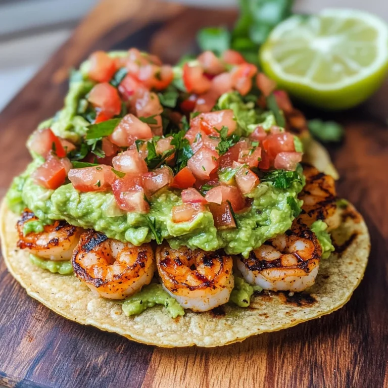 Grilled Shrimp Tostadas with Guacamole & Pico de Gallo