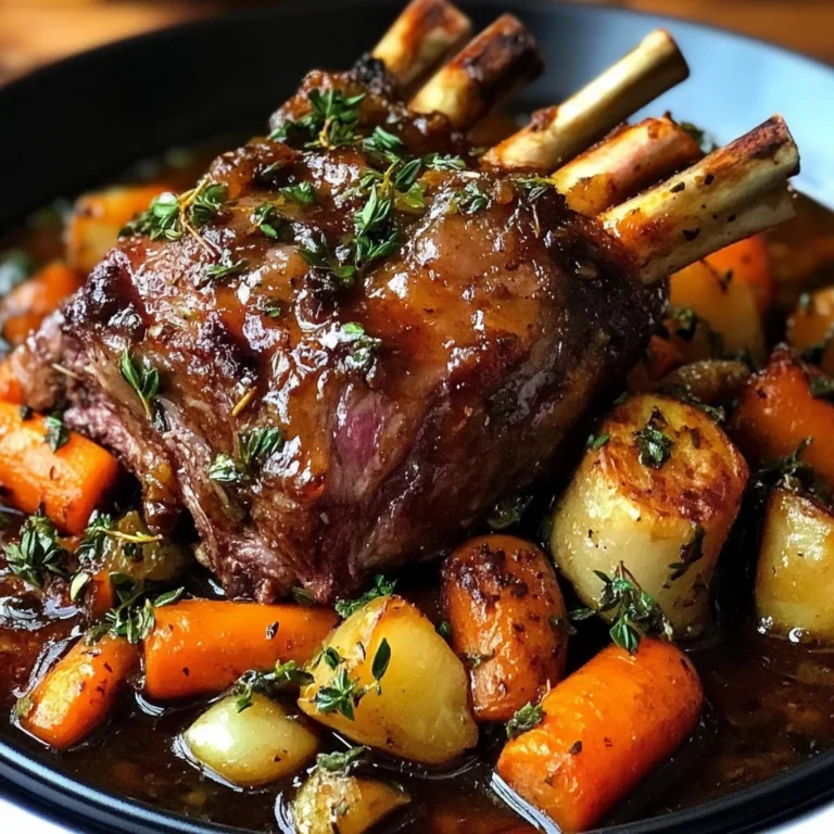 Red Wine Braised Lamb Shank with Root Vegetables