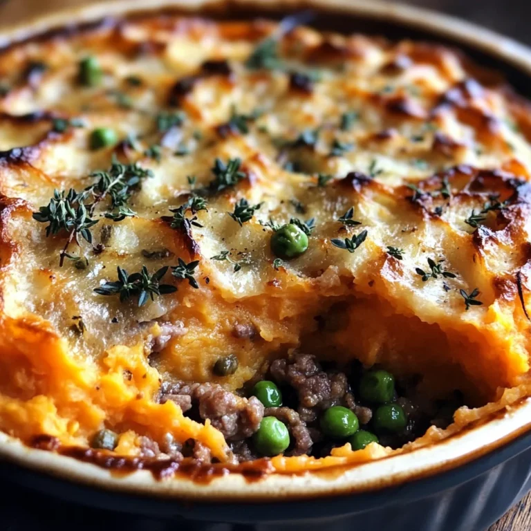 Savory Ground Lamb Shepherds Pie with Creamy Sweet Potato Mash
