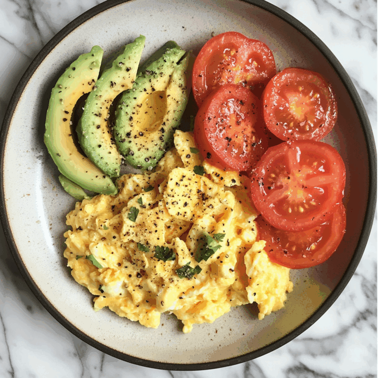 Creamy Scrambled Eggs with Tomato & Avocado