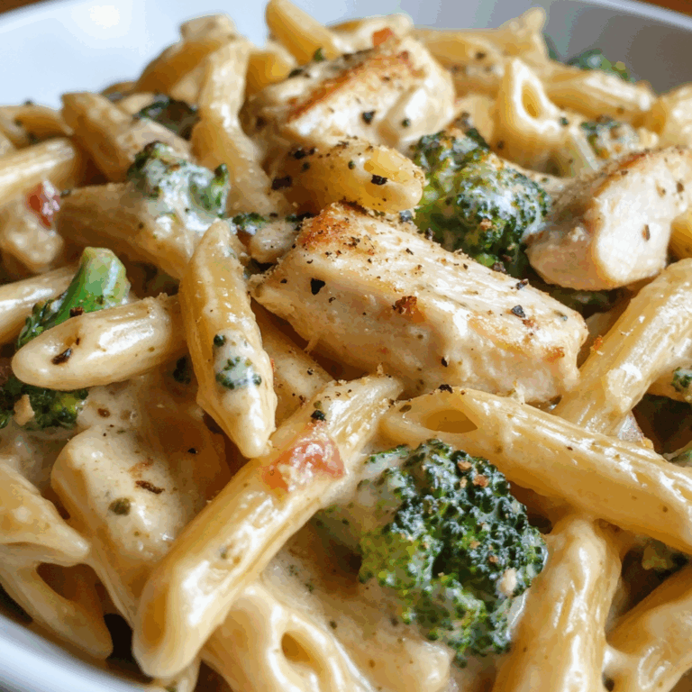 Creamy Tuscan Chicken and Broccoli Alfredo Penne