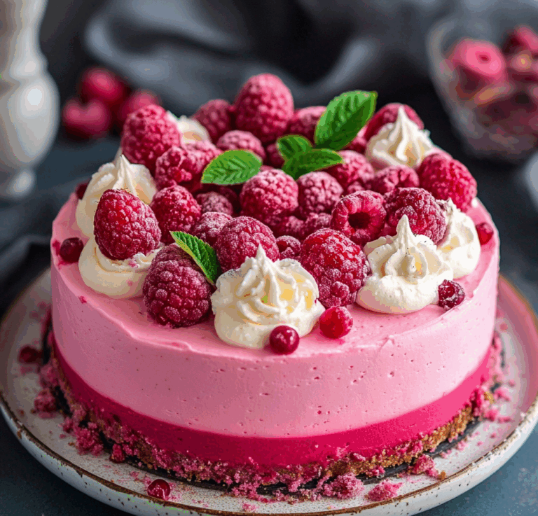 Luxurious Pink Velvet Raspberry Cheesecake