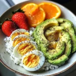 Avocado Rice Cake & Fruit Power Plate