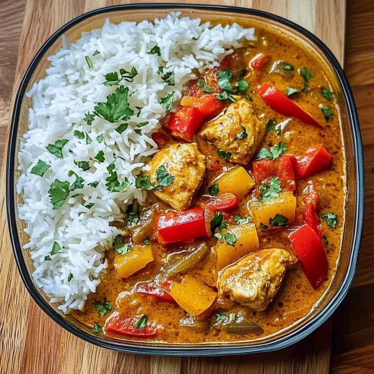 Chicken Curry with Bell Peppers & Fluffy Rice