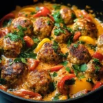 Creamy Bell Pepper Chicken Meatballs