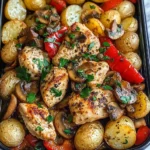 Garlic Herb Chicken with Mushrooms & Roasted Potatoes