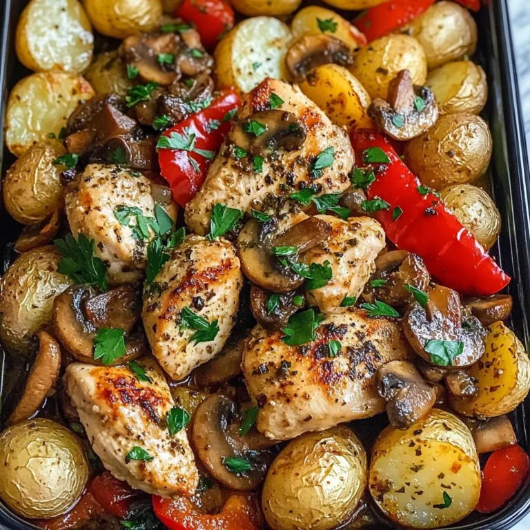 Garlic Herb Chicken with Mushrooms & Roasted Potatoes