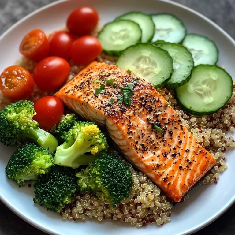 Grilled Salmon Power Plate with Quinoa & Steamed Veggies