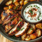 Herb-Marinated Chicken with Roasted Potatoes & Creamy Dip