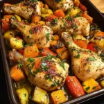 Herb-Roasted Chicken Drumsticks with Baked Mixed Veggies