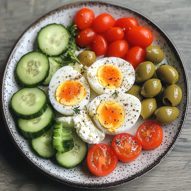 Mediterranean Egg Plate with Fresh Veggies & Cream Cheese