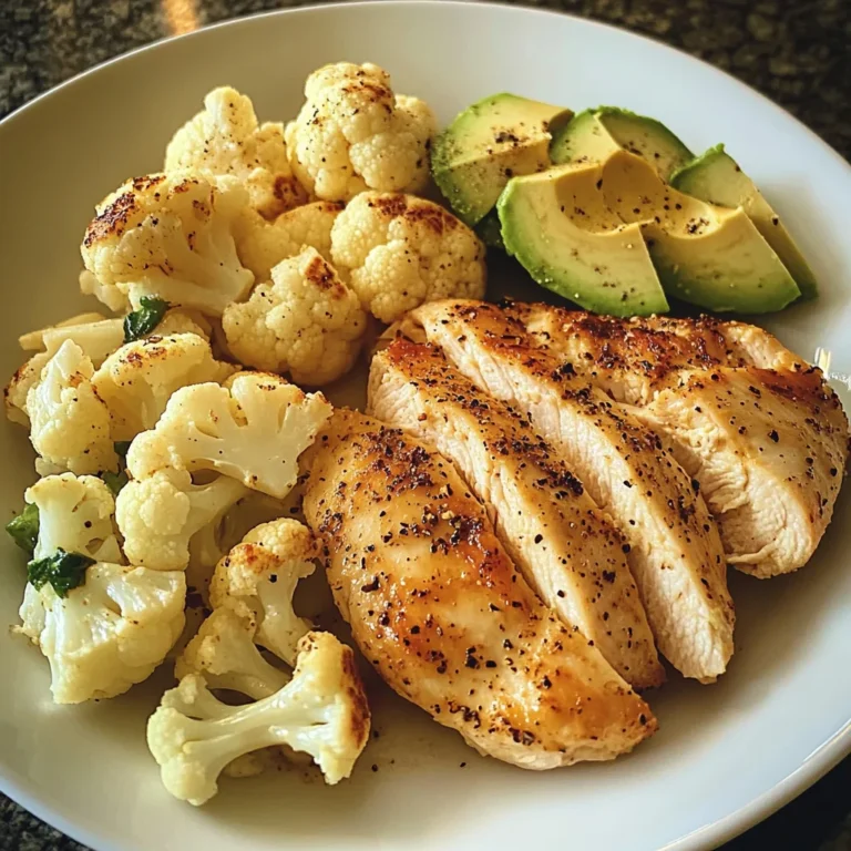 Pan-Seared Chicken with Steamed Cauliflower & Avocado Bowl