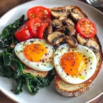 Savory Breakfast Plate with Soft Eggs, Toast & Greens