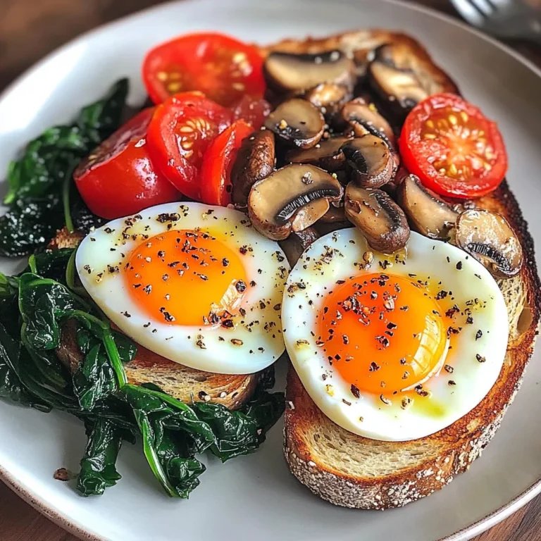 Savory Breakfast Plate with Soft Eggs, Toast & Greens