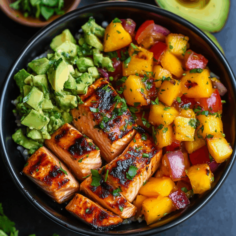 BBQ Salmon Bowls with Mango Avocado Salsa