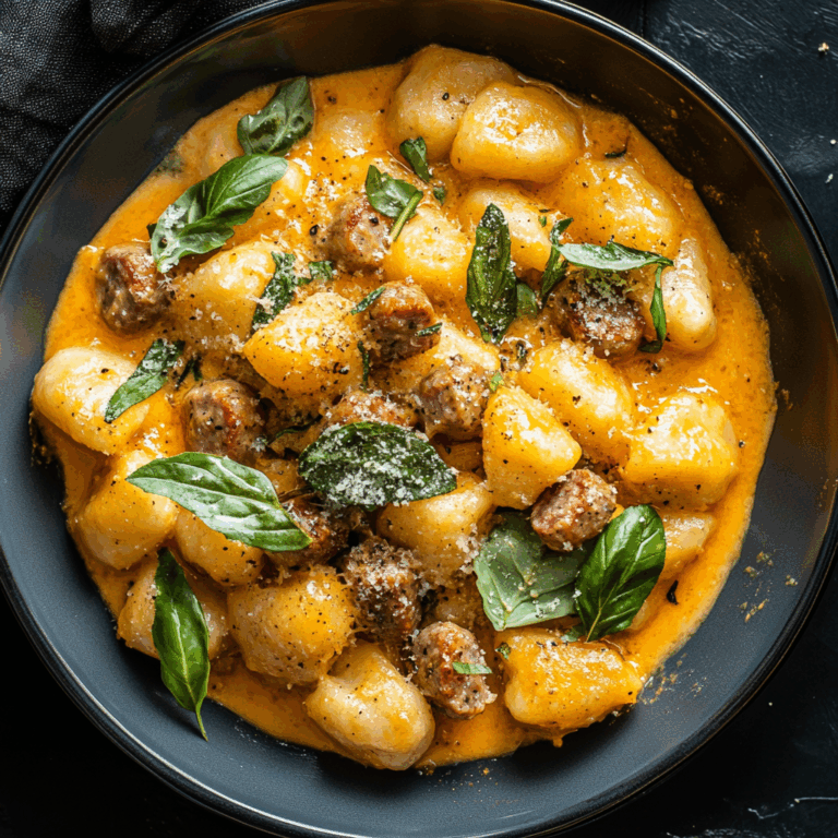 Crispy Gnocchi and Sausage with Creamy Pumpkin Sauce
