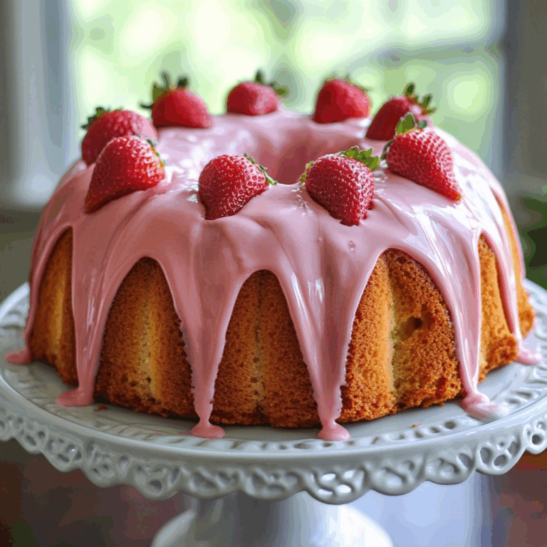 Strawberry Buttermilk Pound Cake with Pink Glaze